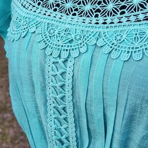 Fit Flare Pastel Blue Crochet Summer Lace Dress Size Small‎